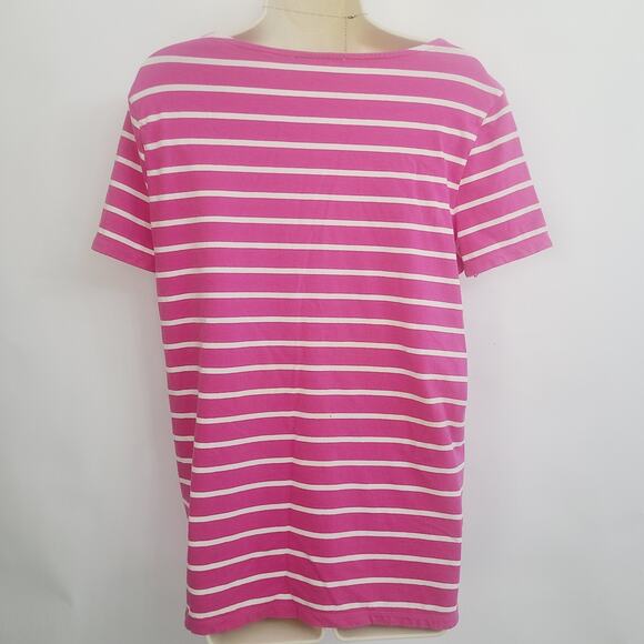 Michael Kors Pink And White Striped Blouse-L- 2000's Zipper Shoulders - Picture 5 of 9